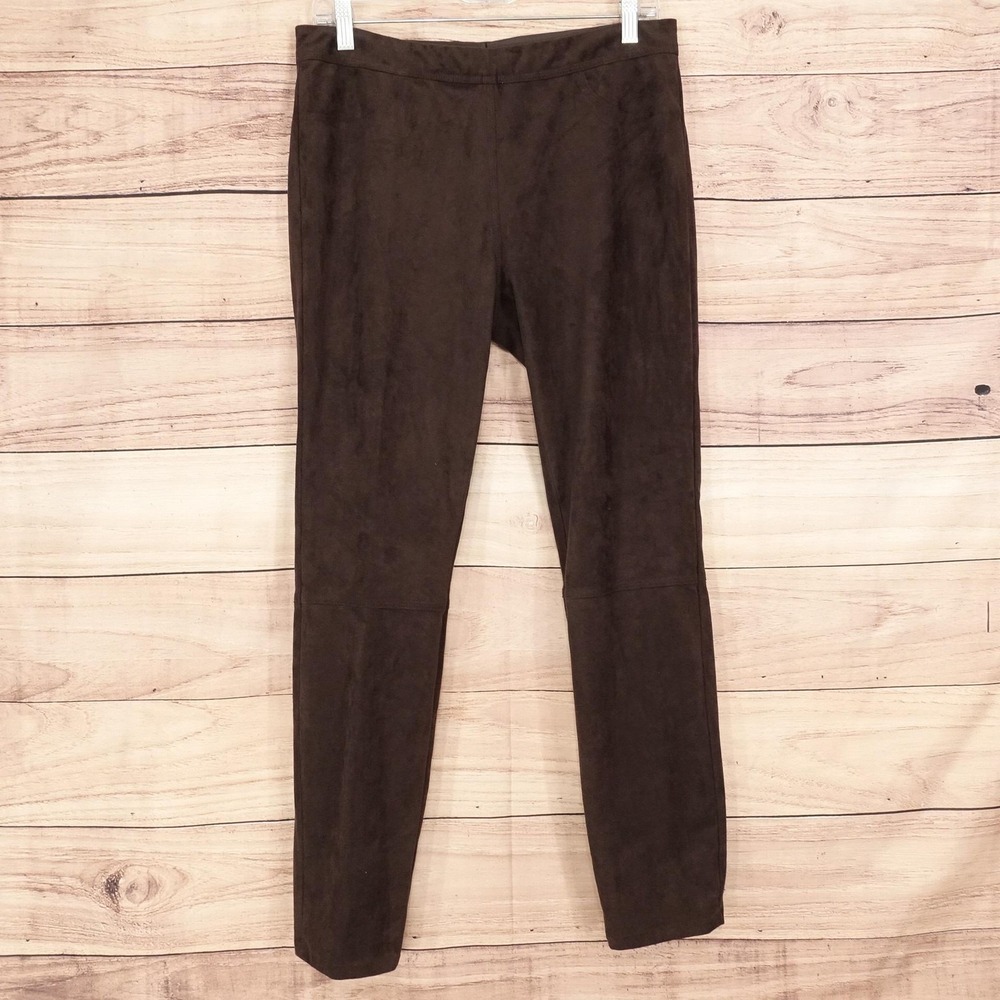 New! Max Studio Pants Womens L Brown Velour Skinny Jegging Pull On 31x27.5